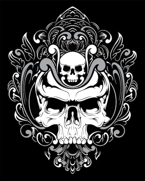 Skull artwork illustration and t shirt design Premium Vector