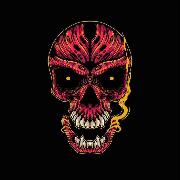 Skull artwork illustration with smoke