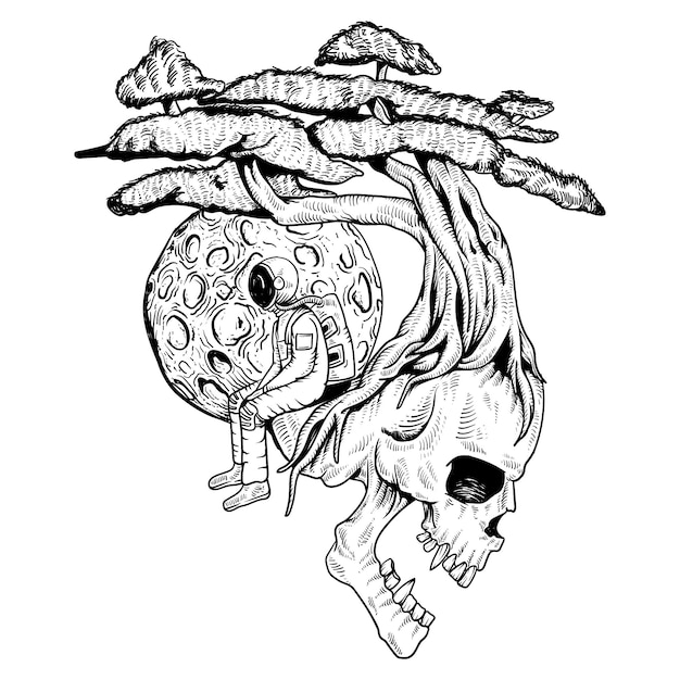 skull and astronaut trees