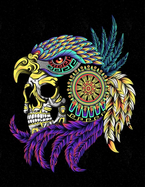 Skull aztec warrior triditional