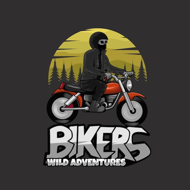 skull biker going on a wild adeventur logo