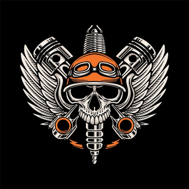 Skull biker graphic illustration vector art tshirt design