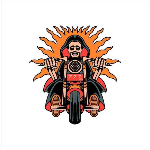 skull biker tattoo vector design