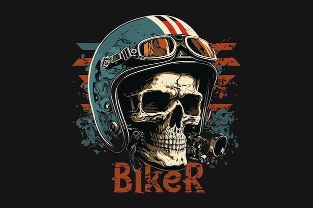 Skull Biker Vector illustration for tshirt