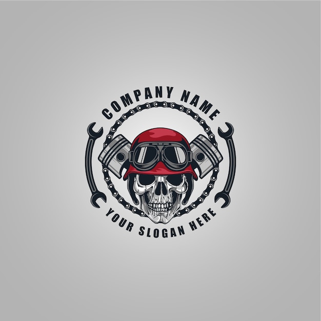 Skull biker with mascot logo sport