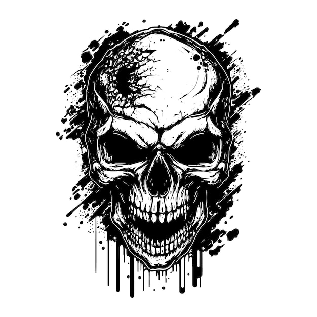 Skull black hand drawn sketch