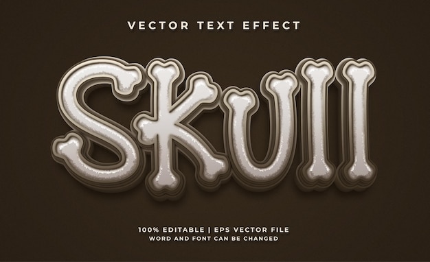 Skull or bone 3d realistic editable text effect style