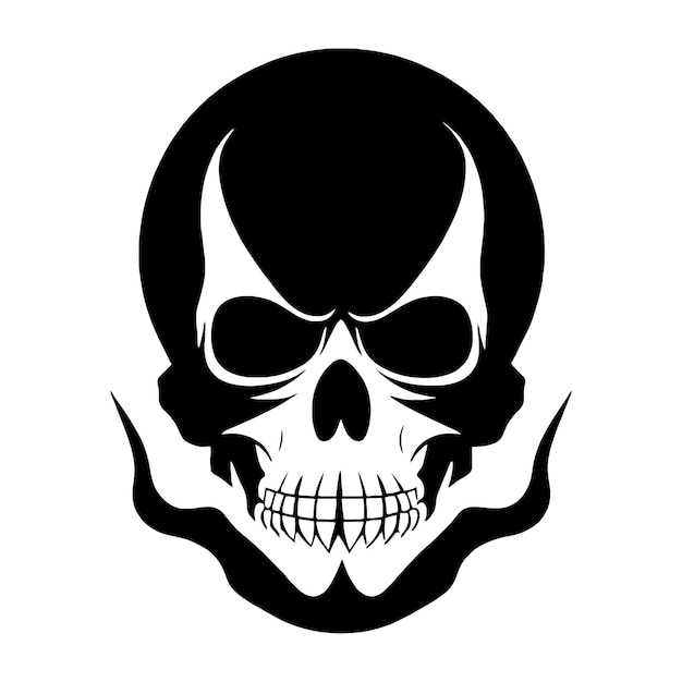 Skull bones skeleton logo simple black tattoo