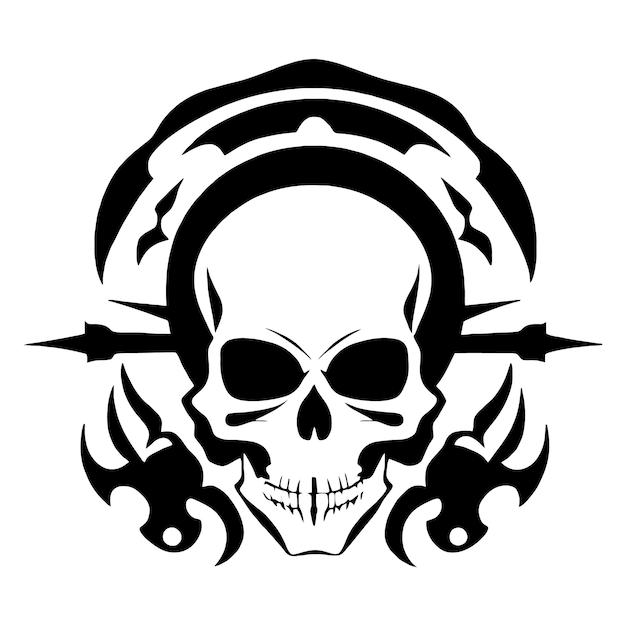 Skull bones skeleton logo simple black tattoo