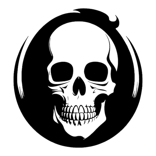 Skull bones skeleton logo simple black tattoo