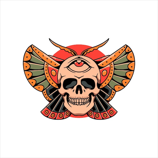 skull butterfly tattoo vector design