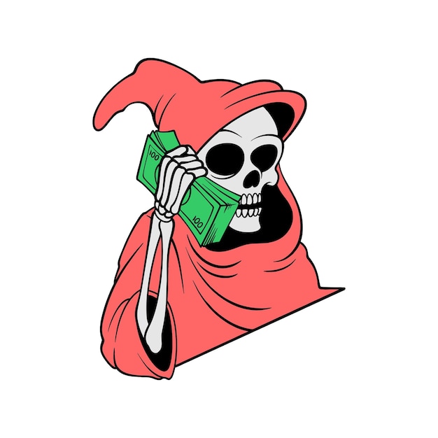 skull calling with money