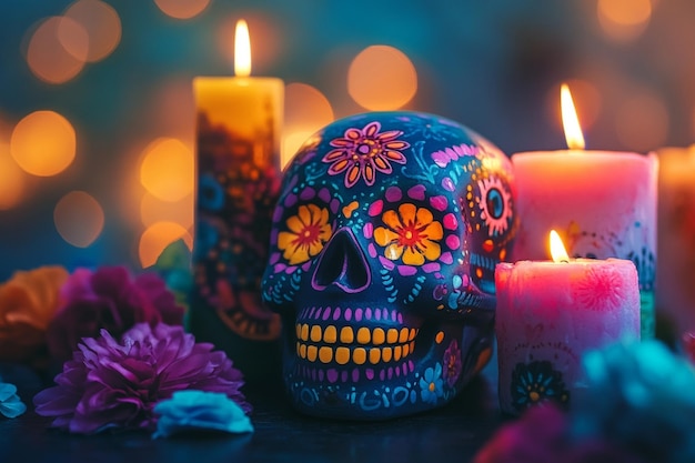 Vector a skull and candles with the word quot h quot written on them