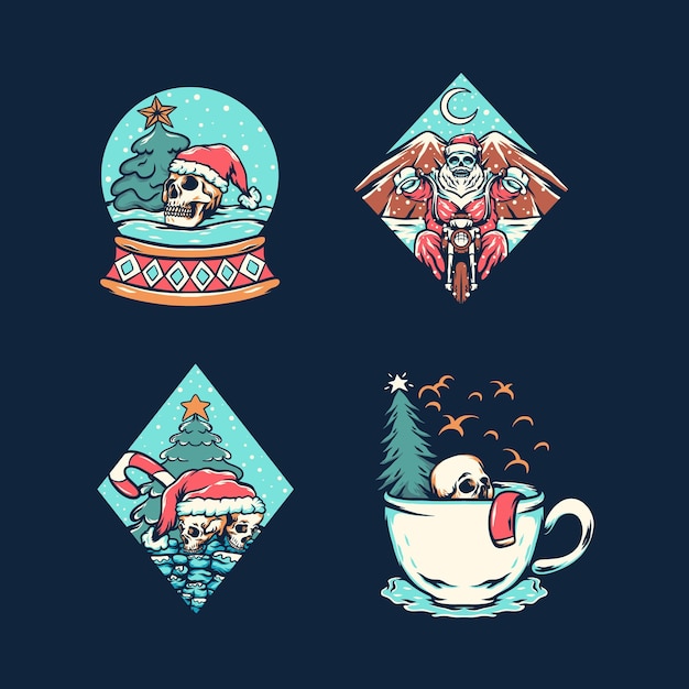 Skull Christmas Illustration Pack