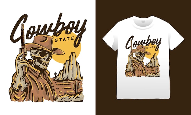 Skull cowboy illustatio