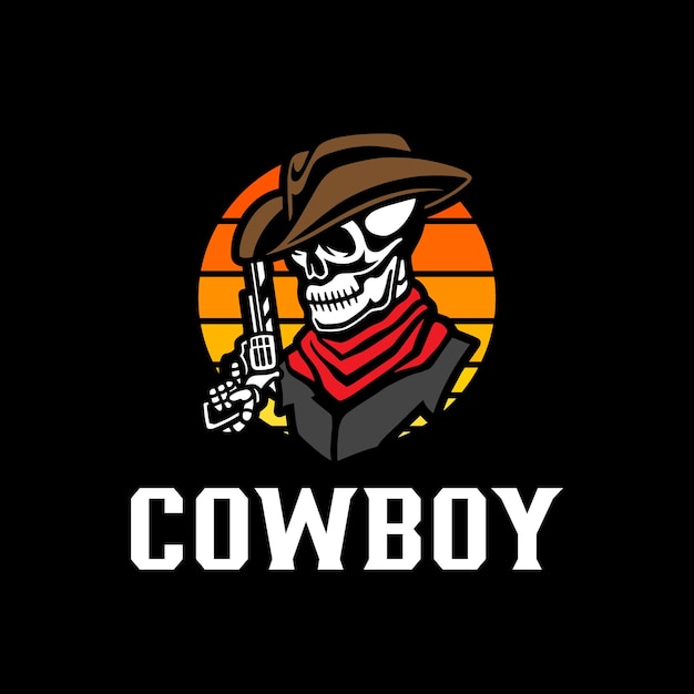 skull cowboy logo template