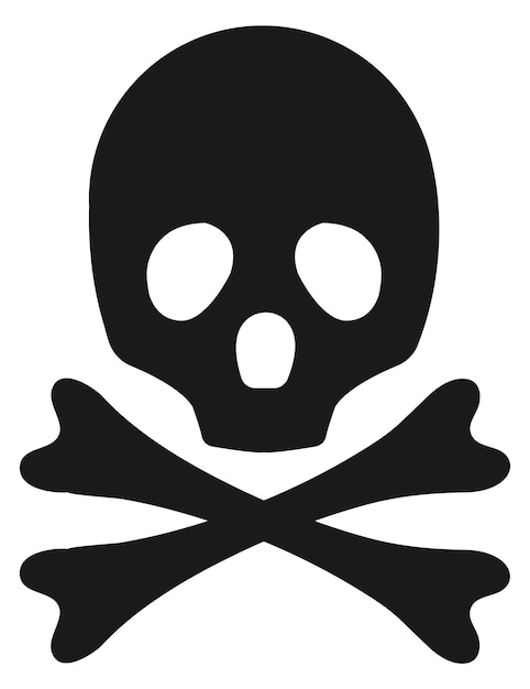 Skull and crossbones black icon Poison sign Death danger symbol