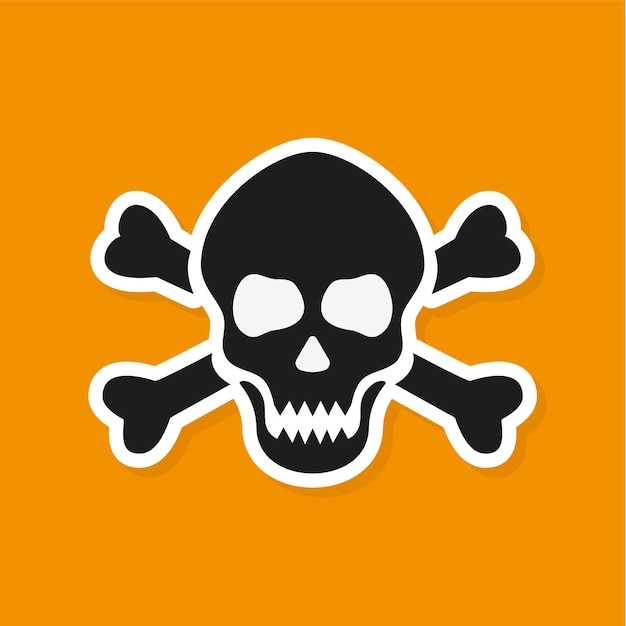 Skull and Crossbones Icon on White Background Vector