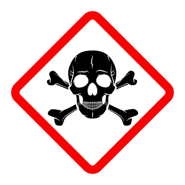 Skull and crossbones warning icon Vector illustration