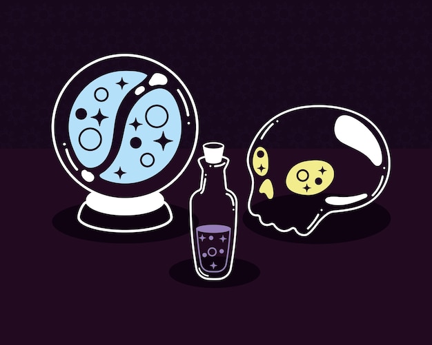 Skull and crystal ball