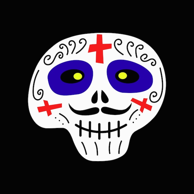 Skull for the day of the dead halloween vector