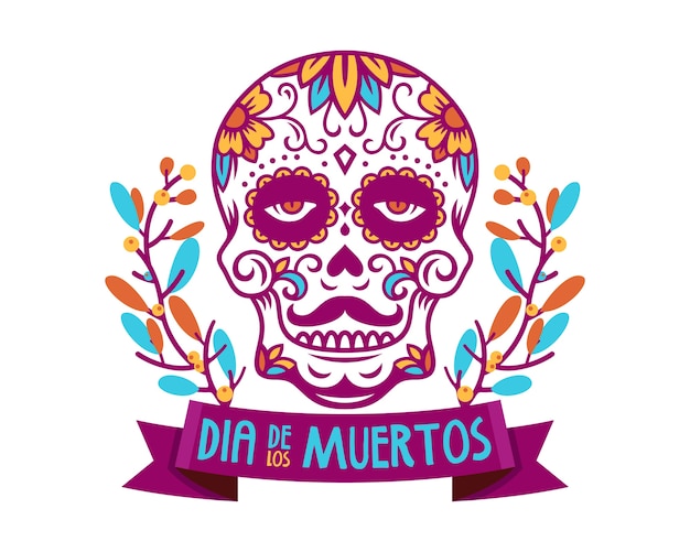 skull day of the dead vector illustration