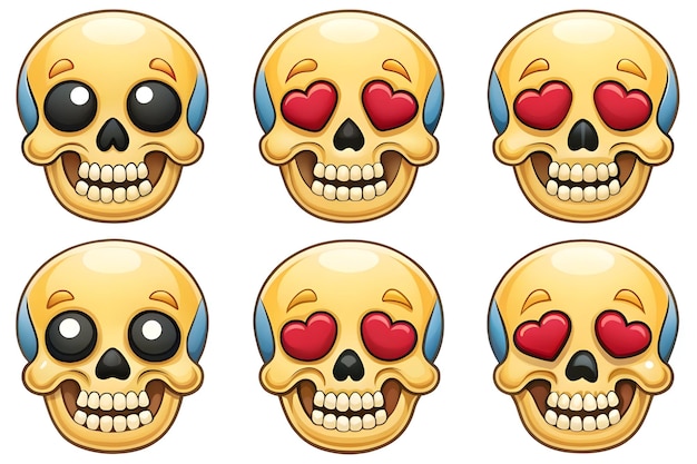 Vector skull emojis set