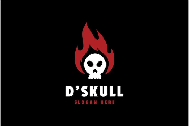 Skull fire logo design template business company symbol