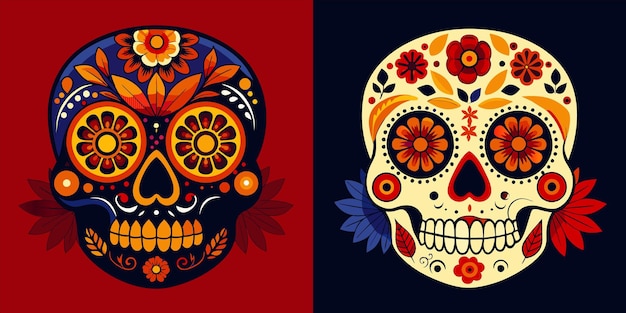 a skull and a flower design on the right side