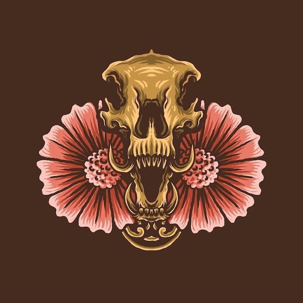 Skull and flower illustration