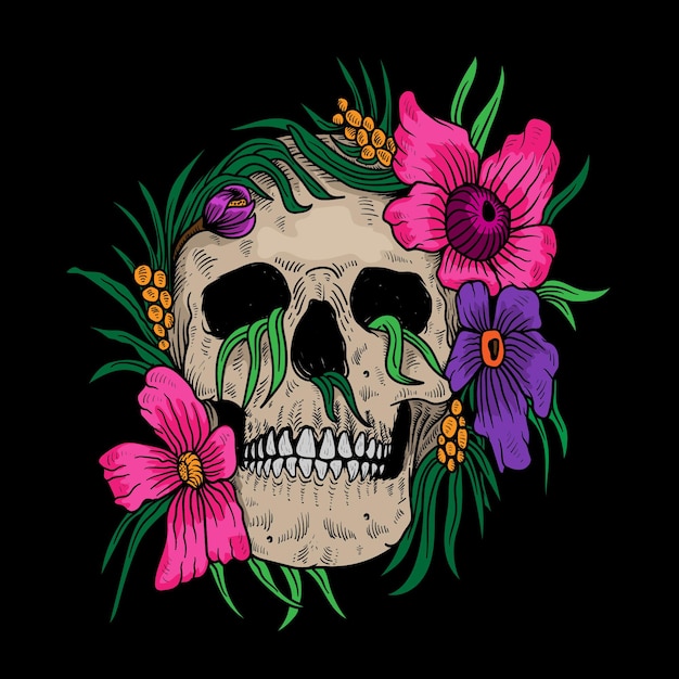 Skull and flower illustration