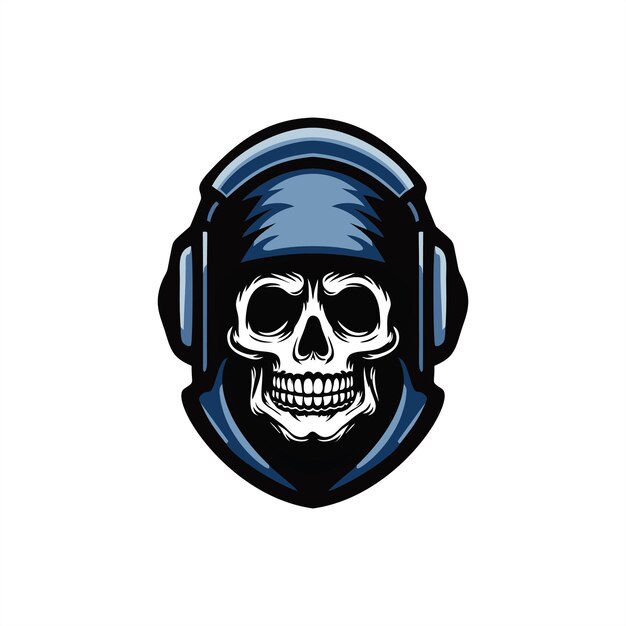 Vector skull gamer assasin design illustration logo art