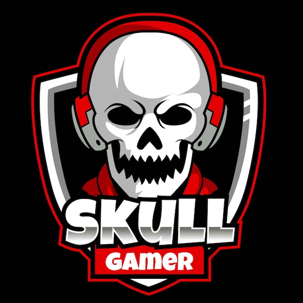 Skull gamer mascot logo gaming vector illustration