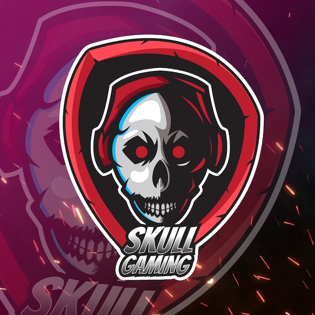 Skull Gaming Logo with Headshet for streamer or content creator