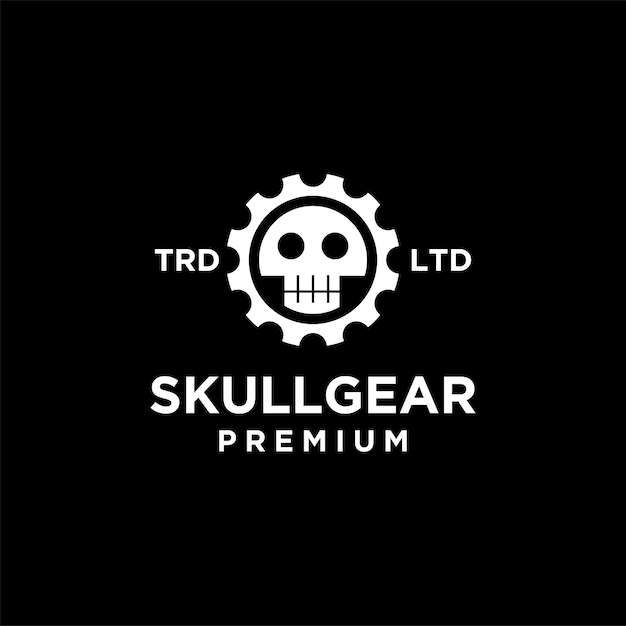 Skull gear vintage logo icon illustration Premium Vector