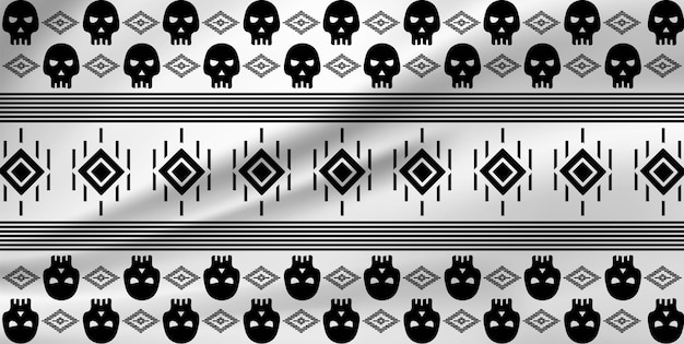 Vector skull geometric design pattern in black and white