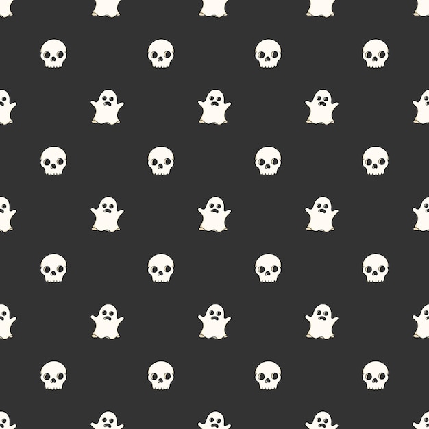 skull and ghost seamless pattern halloween