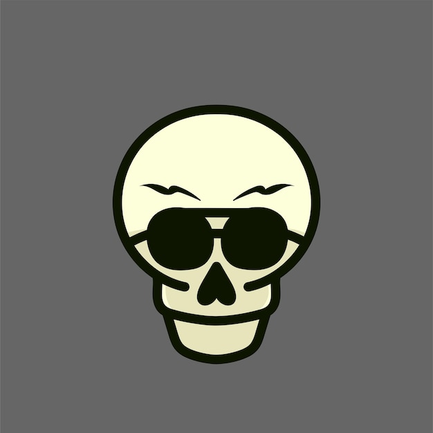 Skull Glasses Cartoon Mascot Vector Design Flat