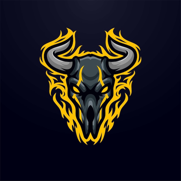 Skull goat masscot logo esport illustration premium vector