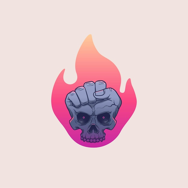 Skull and hand with fire artwork illustration