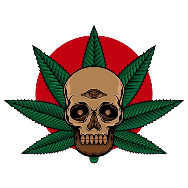 Skull head cannabis tattoo