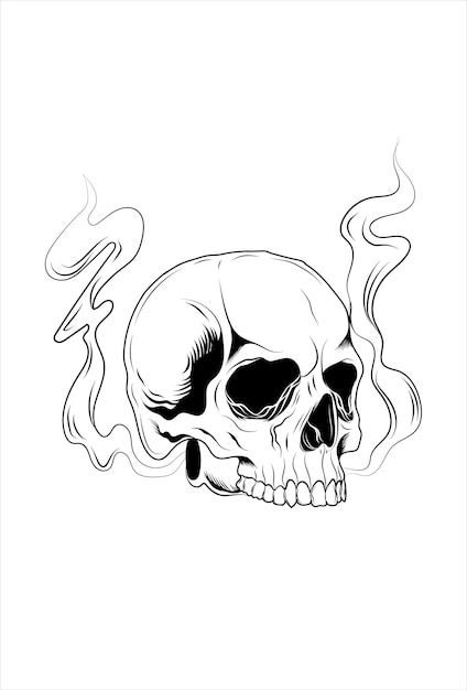 Skull head hand drawing vector