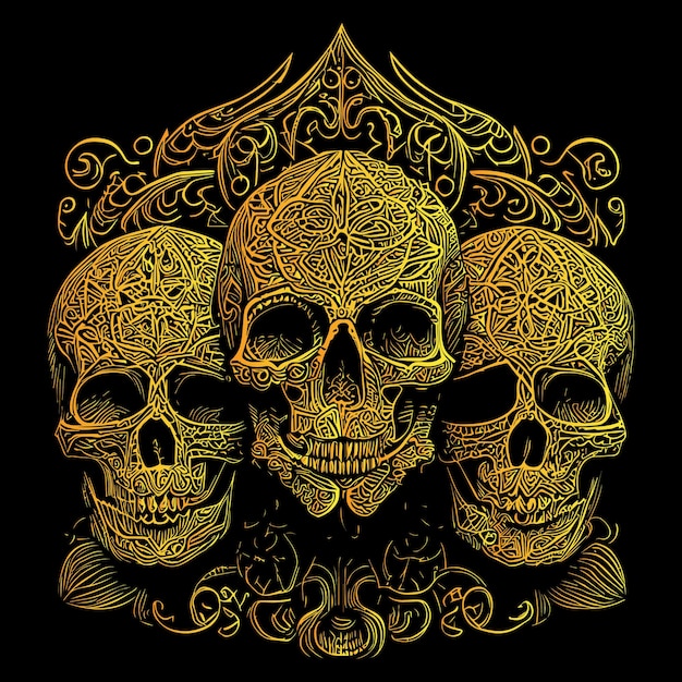 skull head illustration portrays a strikingly detailed and intricate image of a human skull