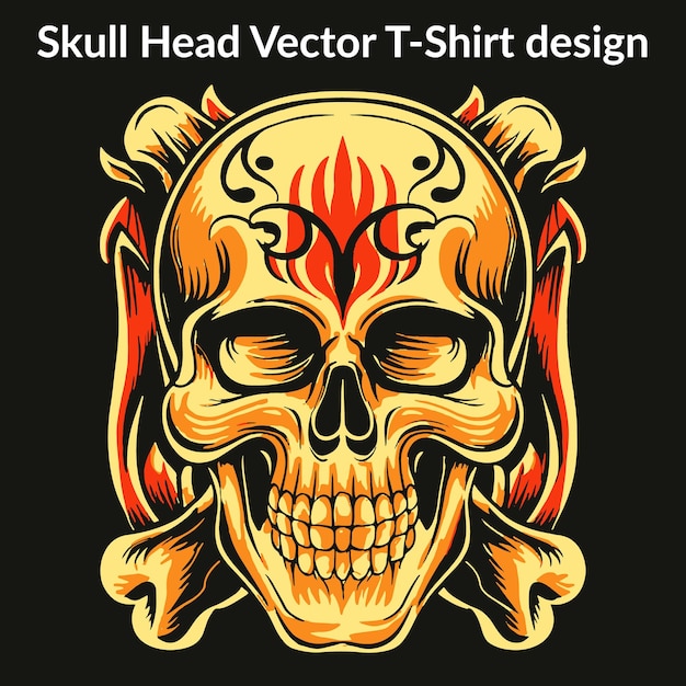 Skull Head Vector Illurstration Typography Thirt Design