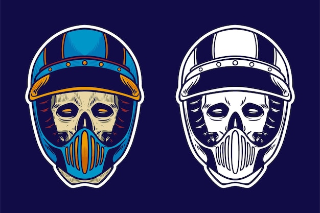 Skull head wear helmet vector illustration