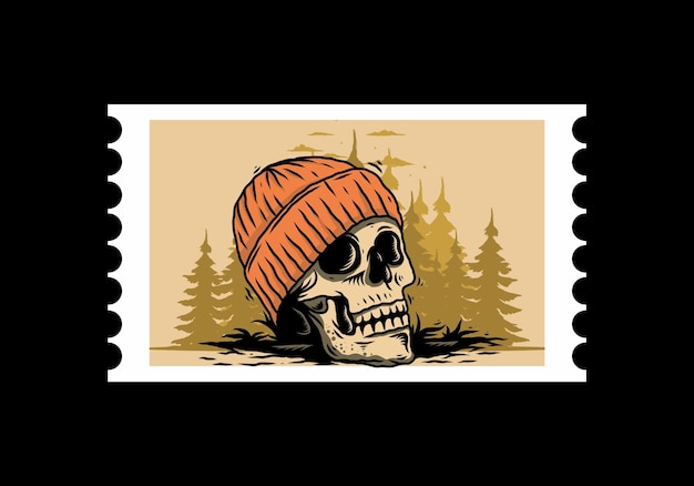 Skull head wearing beanie illustration design