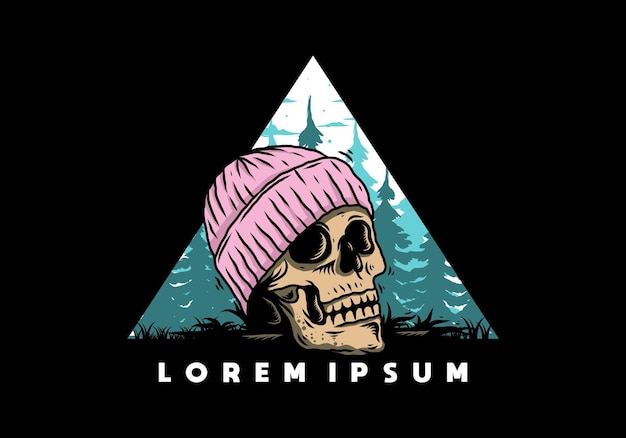 Skull head wearing beanie illustration design