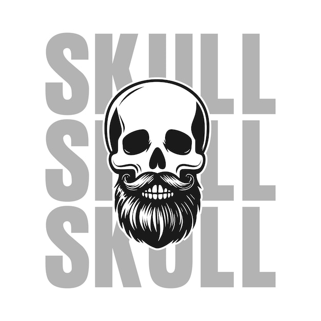 Vector skull head with beard logo template