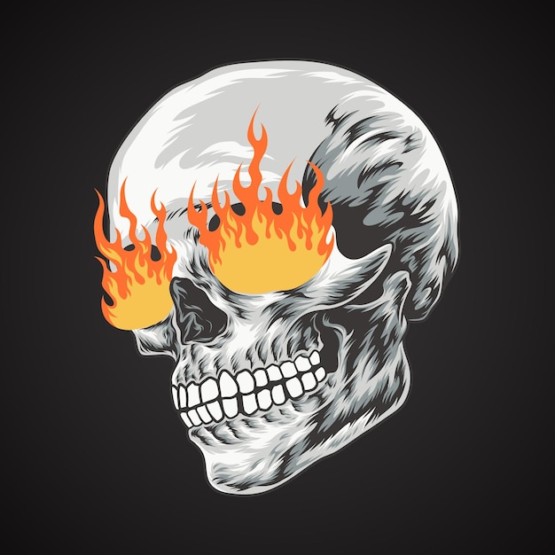 Skull head with burning eyes