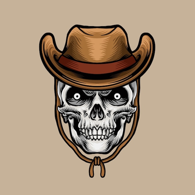 SKULL HEAD WITH COWBOY HAT